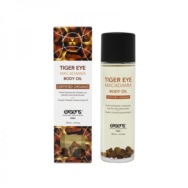Exsens Organic Body Oil W/stones - Tiger Eye Macadamia 100 Ml