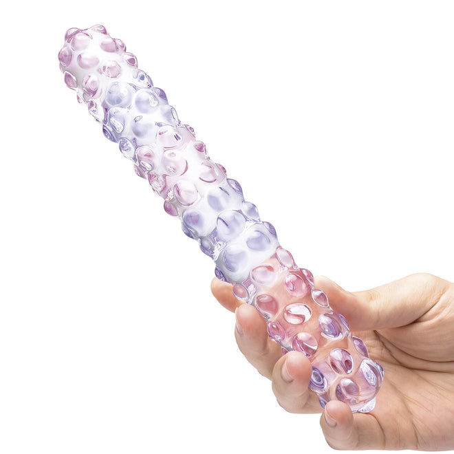 Glas Purple Rose Nubby Glass Dildo 9"