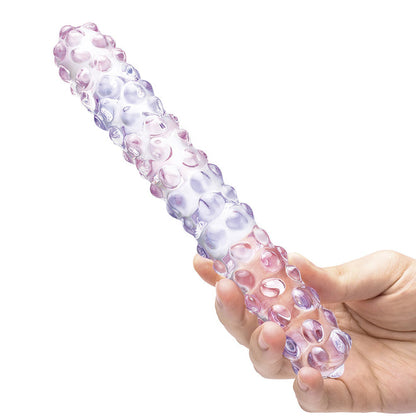 Glas Purple Rose Nubby Glass Dildo 9"