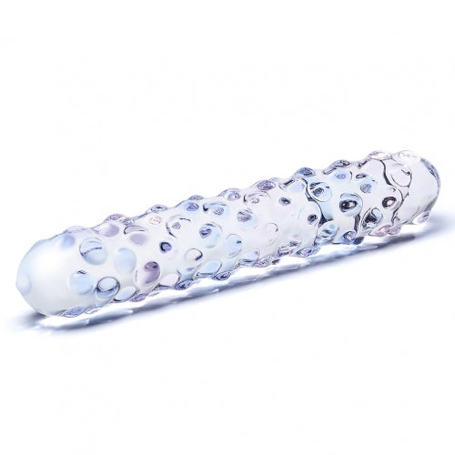 Purple Rose Nubby Glass Dildo