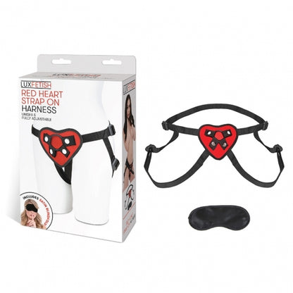Lux Fetish Red Heart Strap On Harness O/S