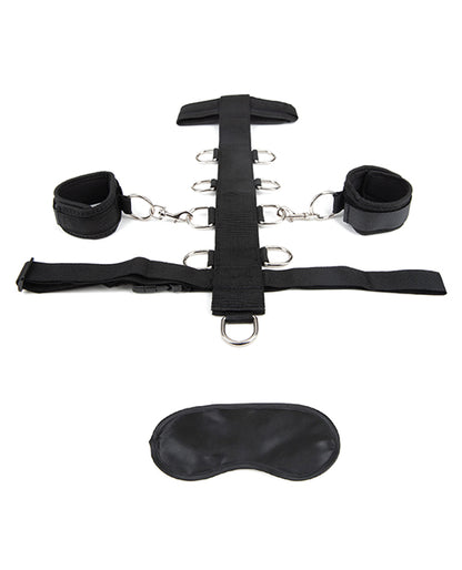Lux Fetish Adjustable Neck & Wristraint Set Black