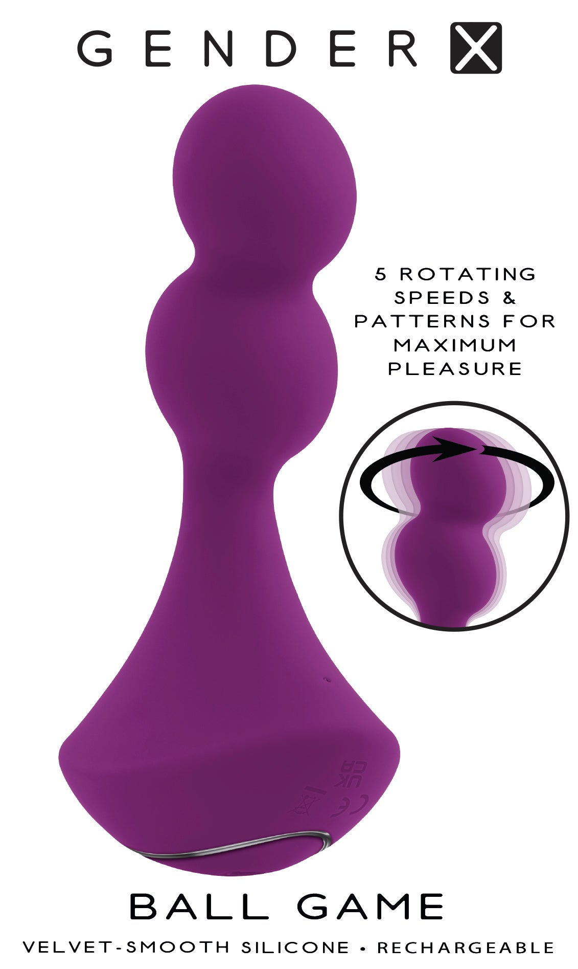 Gender X Ball Game Rechargeable Rotating Silicone Vibrator Purple