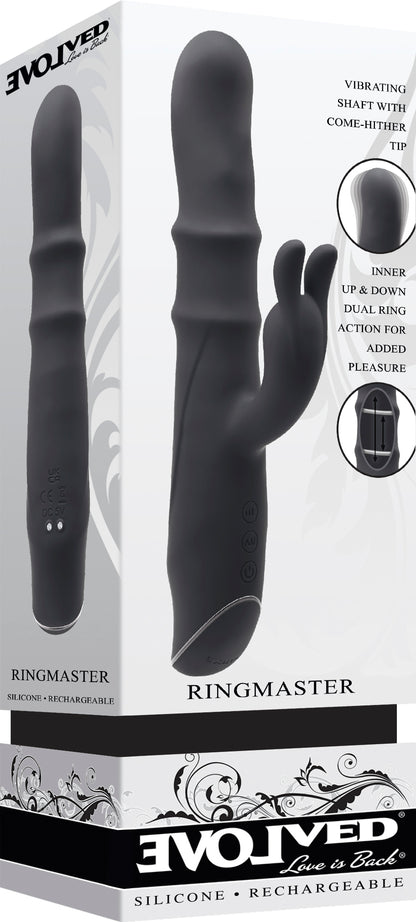 Evolved Ringmaster Rechargeable Dual Stim Vibe Silicone Black