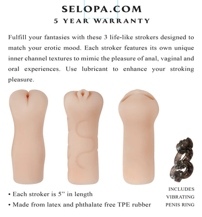 Selopa Party Pack 3-piece Stroker Pack Light