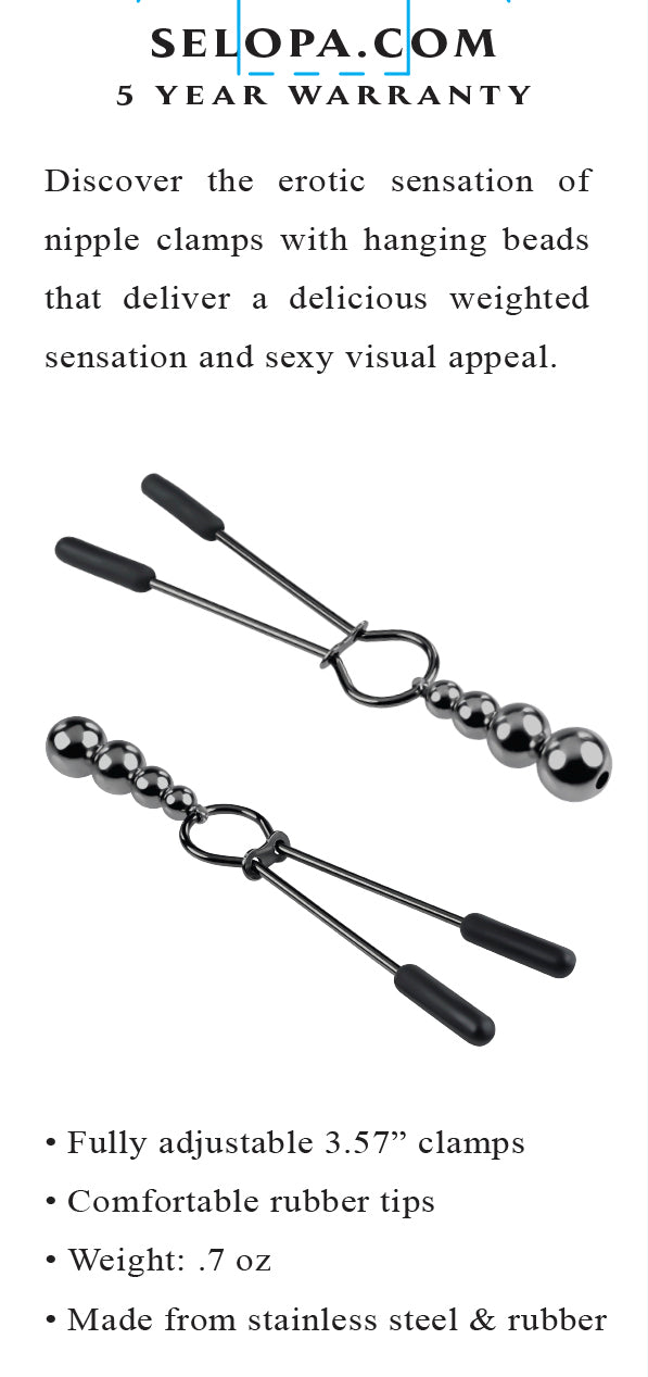 Selopa Beaded Nipple Clamps Stainless Steel Black Chrome