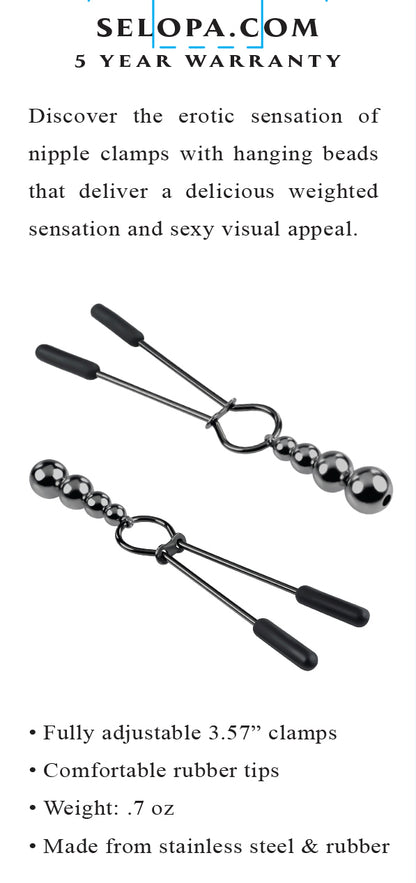 Selopa Beaded Nipple Clamps Stainless Steel Black Chrome