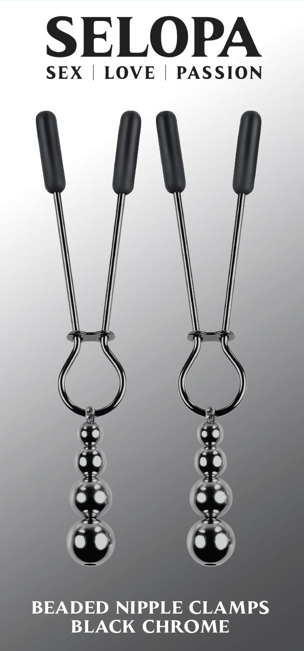 Selopa Beaded Nipple Clamps Stainless Steel Black Chrome