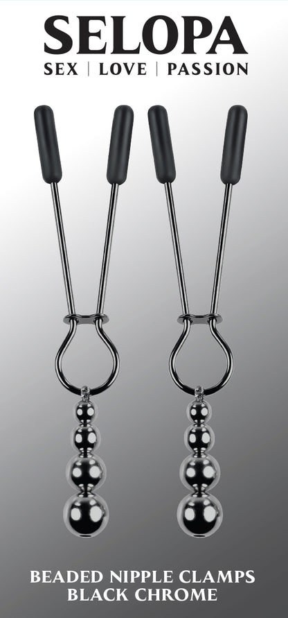 Selopa Beaded Nipple Clamps Stainless Steel Black Chrome