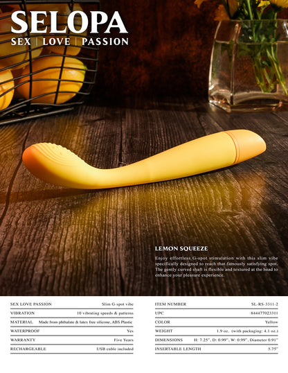Selopa Lemon Squeeze Rechargeable Vibe Silicone Yellow