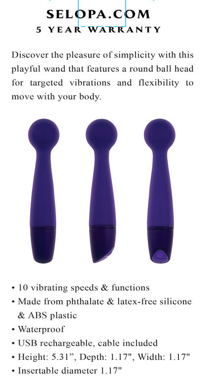 Selopa Gumball Rechargeable Slim Wand Silicone Purple