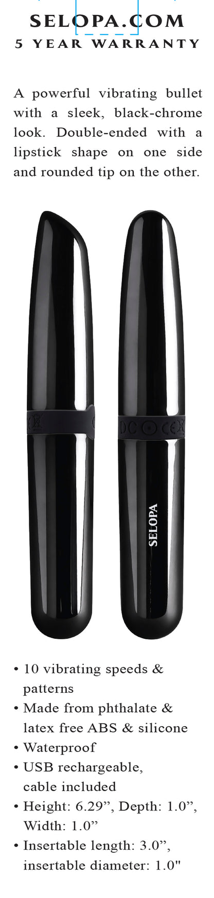 Selopa Buzz Buddy Rechargeable Vibe Silicone Black Chrome