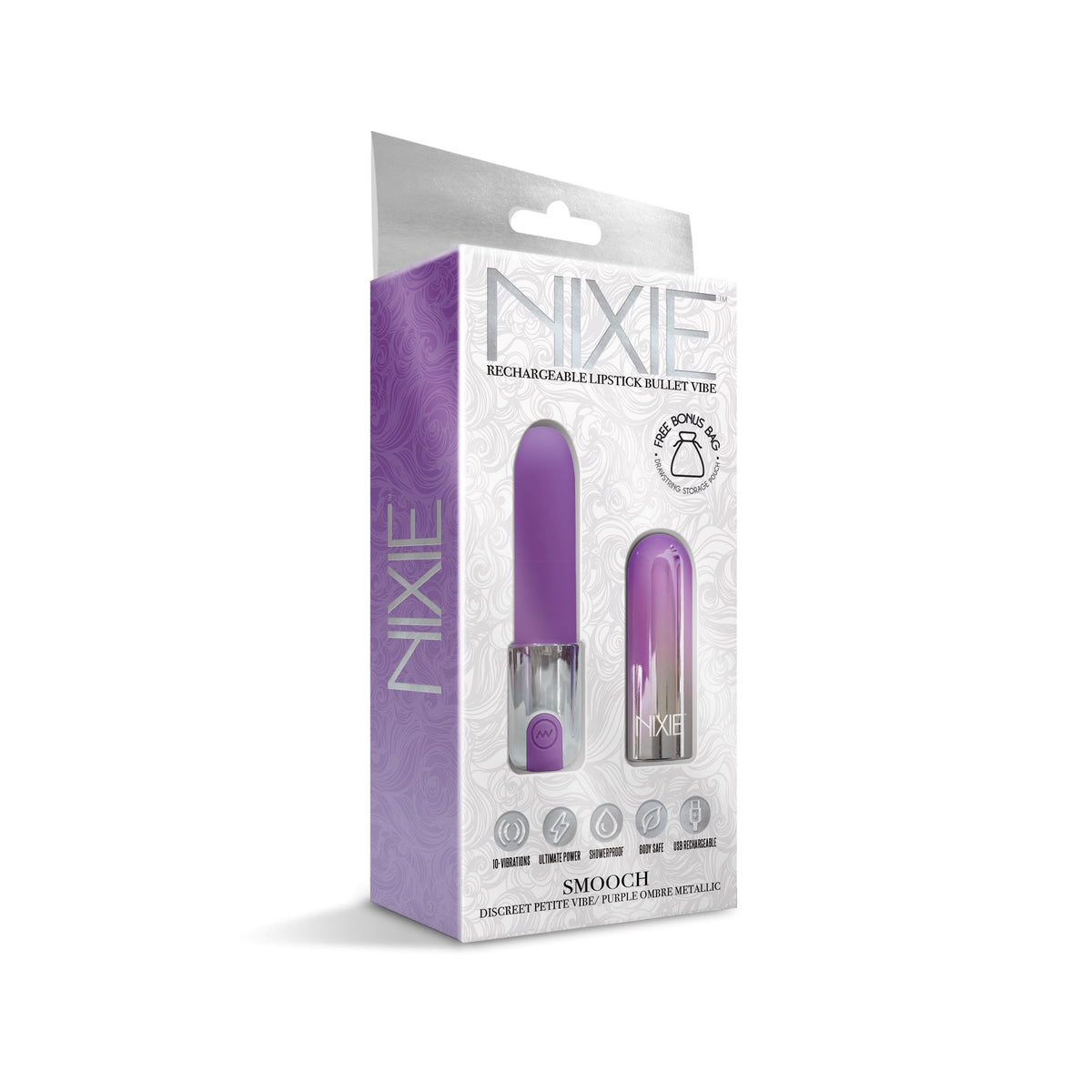 Nixie Smooch Rechargeable Lipstick Vibrator Purple Ombre
