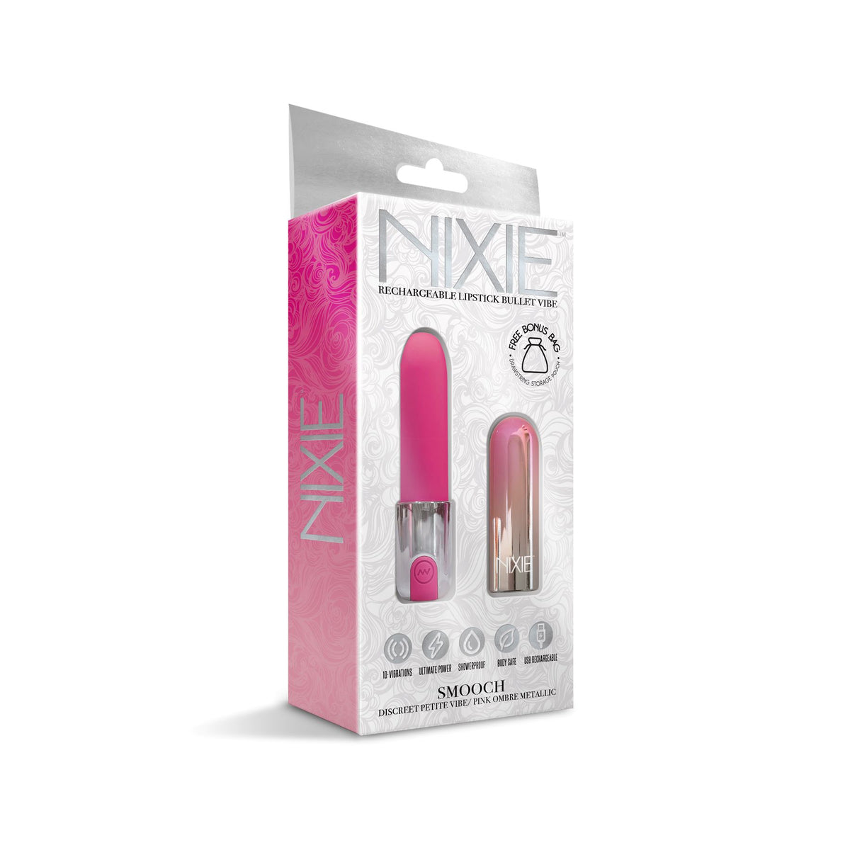 Nixie Smooch Rechargeable Lipstick Bullet Vibrator Pink Ombre
