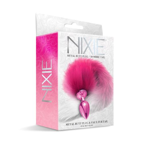 Nixie Metal Butt Plug With Ombre Tail Pink Metallic