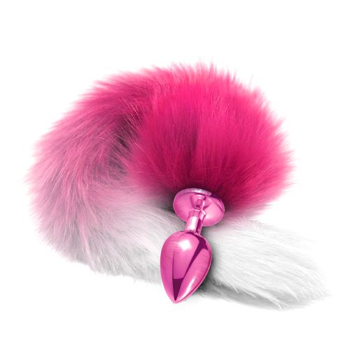 Nixie Metal Butt Plug With Ombre Tail Pink Metallic