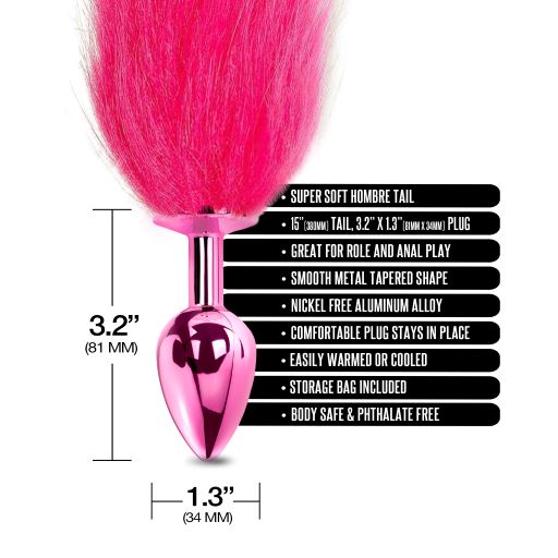 Nixie Metal Butt Plug With Ombre Tail Pink Metallic