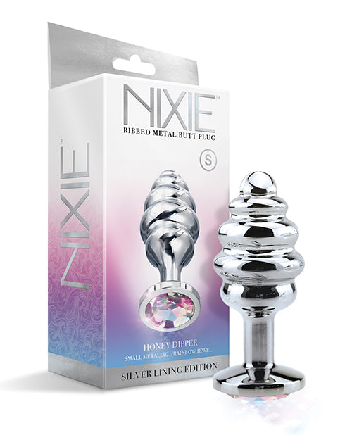 Nixie Ribbed Metal Butt Plug Honey Dipper Small