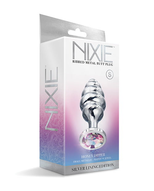 Nixie Ribbed Metal Butt Plug Honey Dipper Small