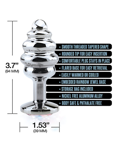 Nixie Ribbed Metal Butt Plug Honey Dipper Large