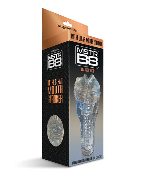 Happy Endings Mstr B8 In The Clear Mouth Stroker Lip Service Canister