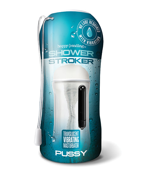 Happy Ending Self-lubricating, Vibrating Shower Stroker - Pussy