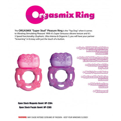 Super Stud Orgasmix Ring Pleasure Ring 3 Speed - Purple