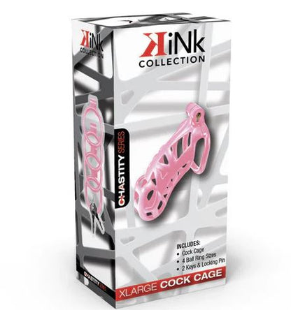 Kink Chastity Series Locking Cock Cage XL Pink