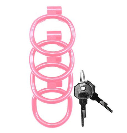 Kink Chastity Series Locking Cock Cage XL Pink