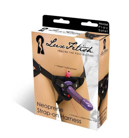 Lux Fetish Neoprene Strap On Harness Black O/S