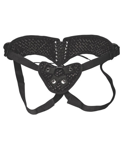 Lux Fetish Diamond Velvet Strap-On Corset Black
