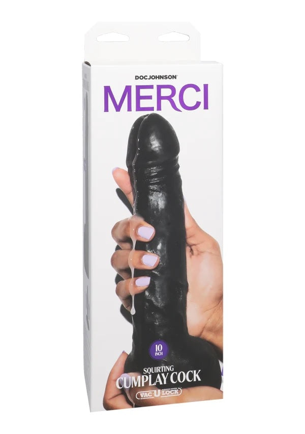 Merci Dual Density Ultraskyn Squirting Cumplay Cock With Removable Vac-u-lock Suction Cup 10in Black