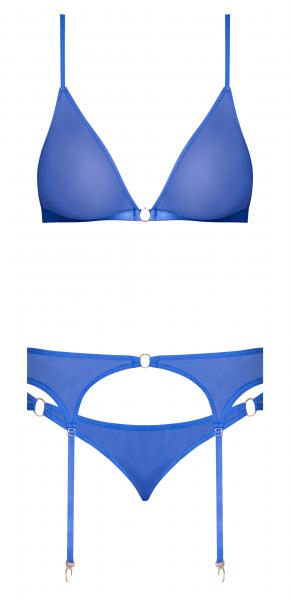 Magic Silk Sassy Bra, Garter & Rouched Panty Cobalt L/xl
