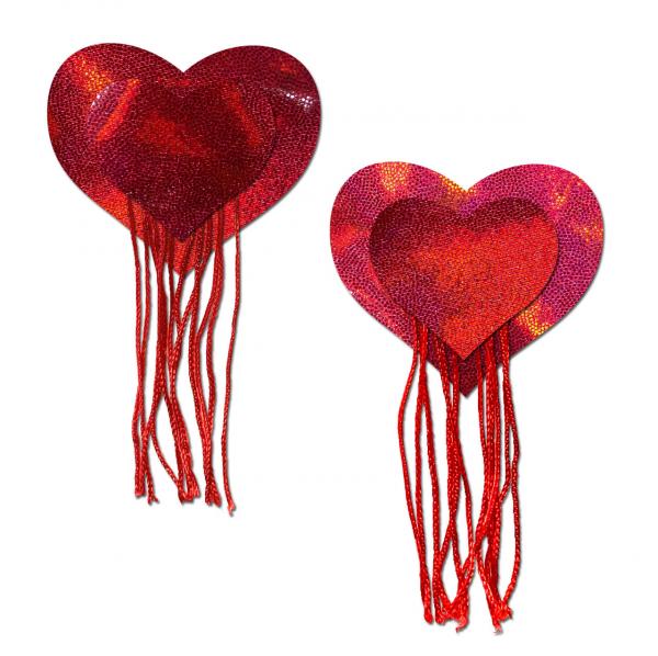 Pastease Tassel Holographic Heart - Red O/s