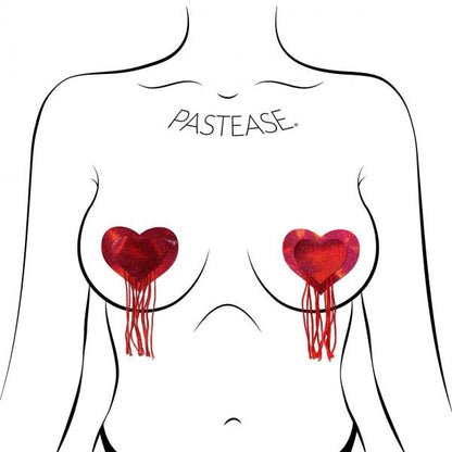 Pastease Tassel Holographic Heart - Red O/s