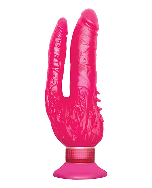 Waterproof Wall Bangers Double Penetrator Pink Suction Cup