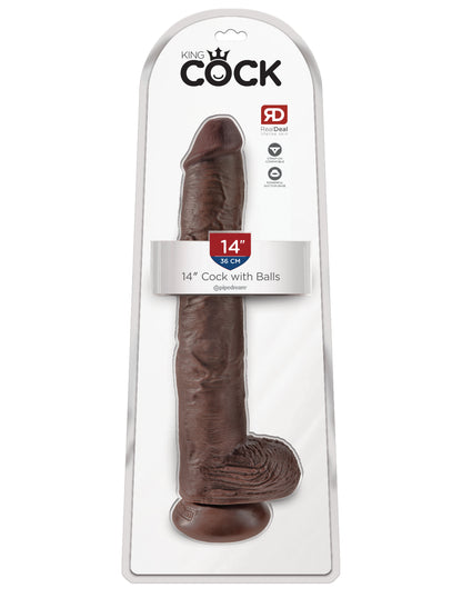 King Cock 14 Cock With Balls - Brown