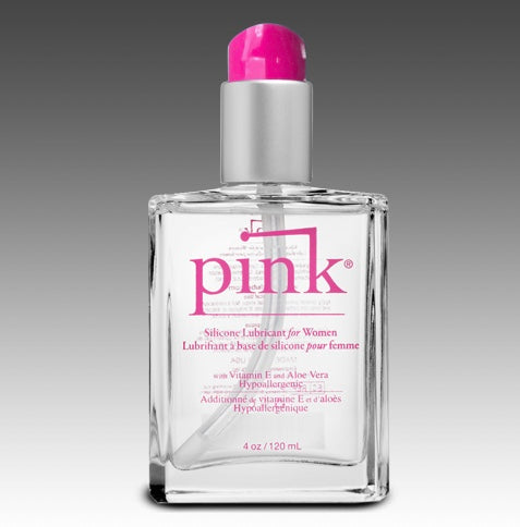 Pink Silicone Lube - 4 oz Glass Bottle