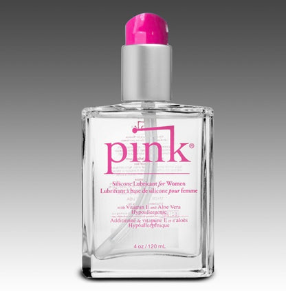 Pink Silicone Lube - 4 oz Glass Bottle