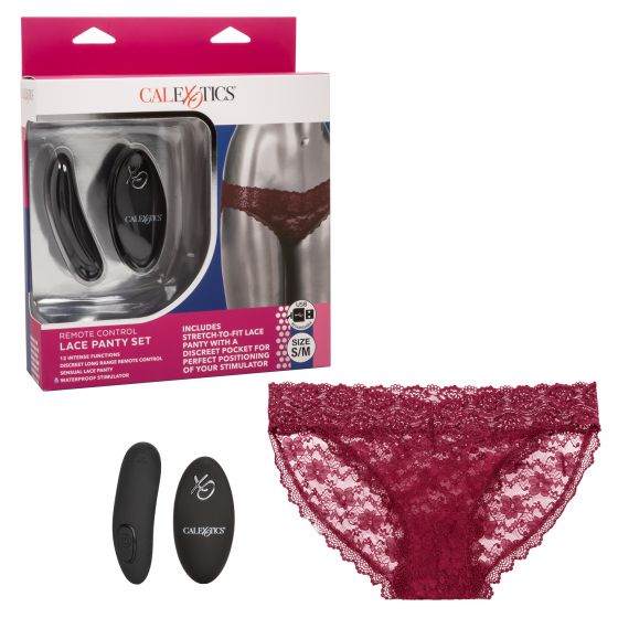Remote Control Lace Panty Set S/m Red