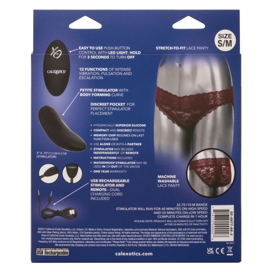 Remote Control Lace Panty Set S/m Red