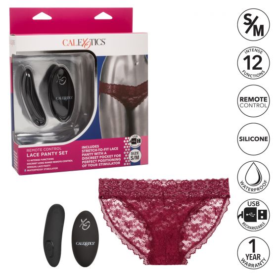 Remote Control Lace Panty Set S/m Red