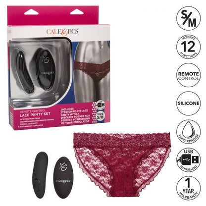 Remote Control Lace Panty Set S/m Red