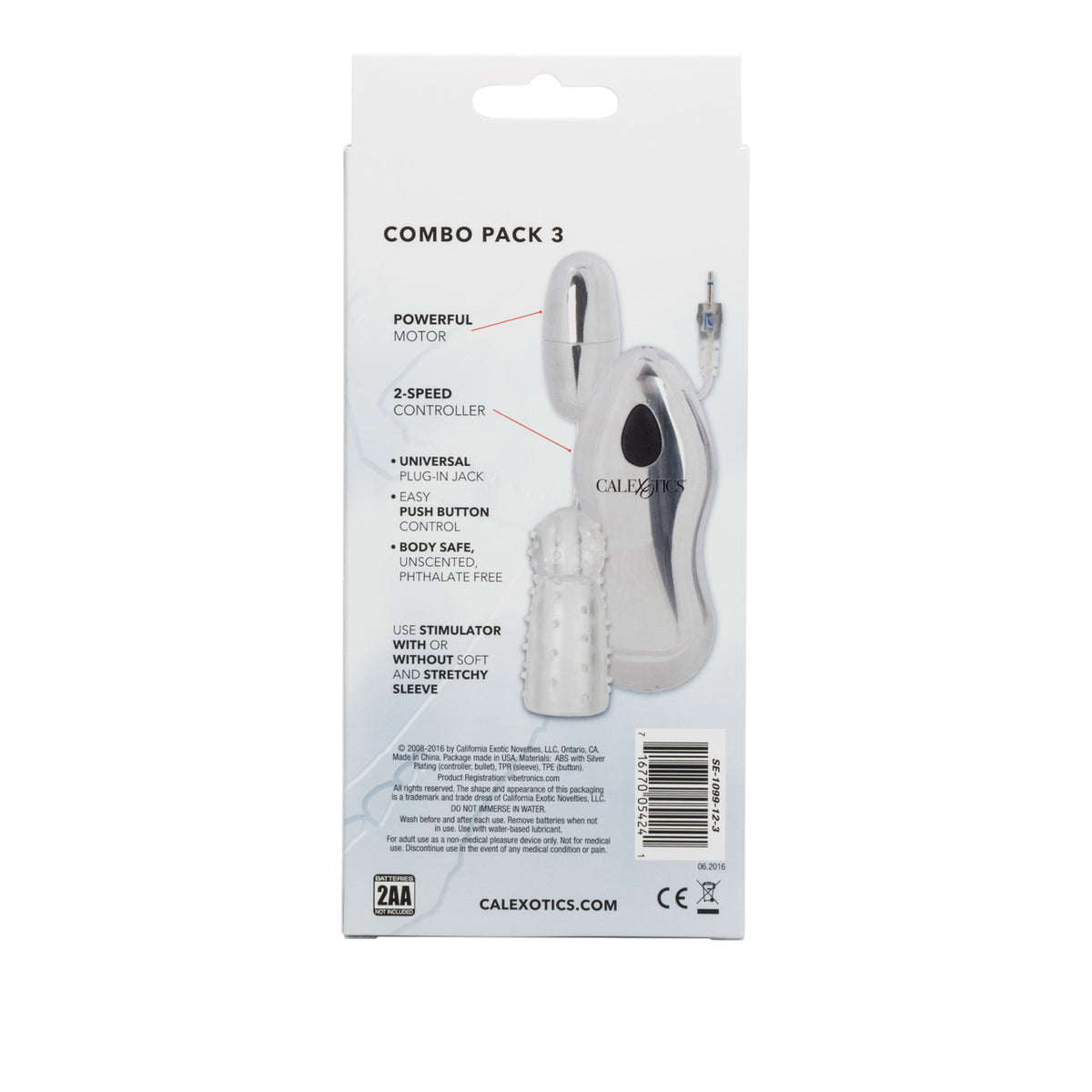 Sterling Collection Combo Pack 3 Standard Silver Plug In Bullet with Sleeve 2 Speed Push Button Cont