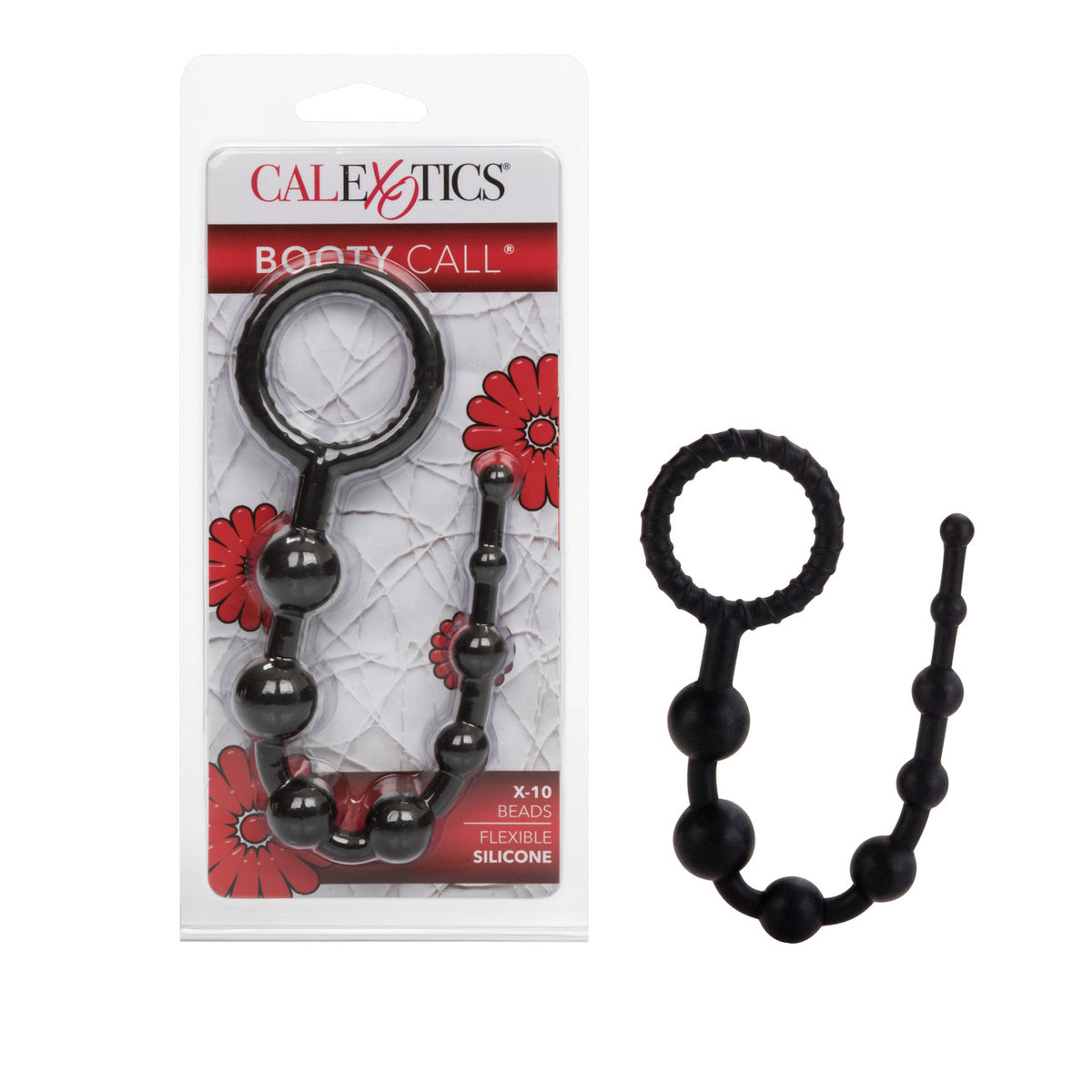 Booty Call X-10 Silicone Anal Beads Black 8 Inch