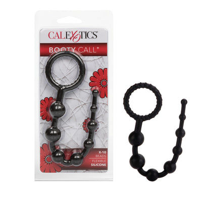 Booty Call X-10 Silicone Anal Beads Black 8 Inch