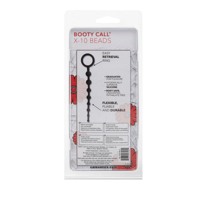 Booty Call X-10 Silicone Anal Beads Black 8 Inch