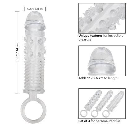 Textured Extension Set 3pc Clear