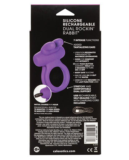 Rockin Rabbit Enhancer Vibrating Cock Ring Purple
