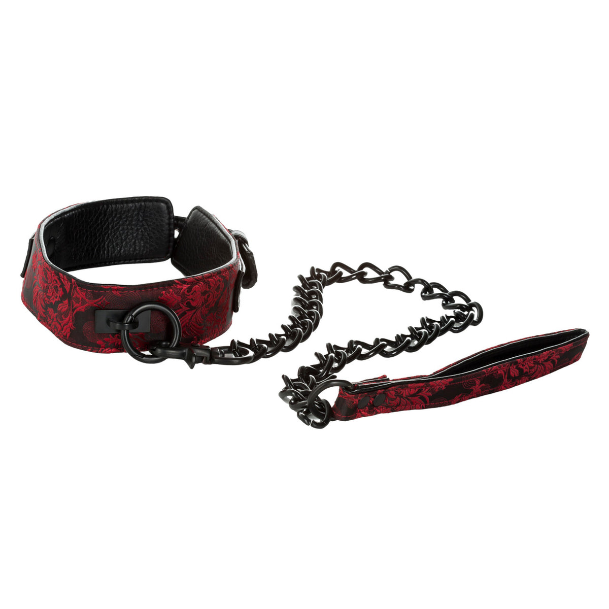 Scandal Collar With Leash Red Black O/S